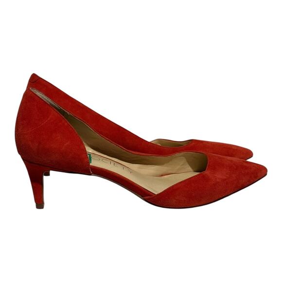 Sole Society Women's Suede Pointed Toe Pumps Heels Red Orange Slip On Size 9M - Picture 1 of 8